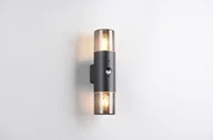 Lampy ogrodowe - Hoosic kinkiet zewnętrzny z czujnikiem ruchu 2xE27 czarny/przydymiony 222260232 - miniaturka - grafika 1