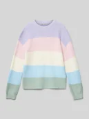 Swetry dla dziewczynek - Sweter z dzianiny o kroju regular fit z szerokim wzorem w paski model ‘SANDY’ - miniaturka - grafika 1