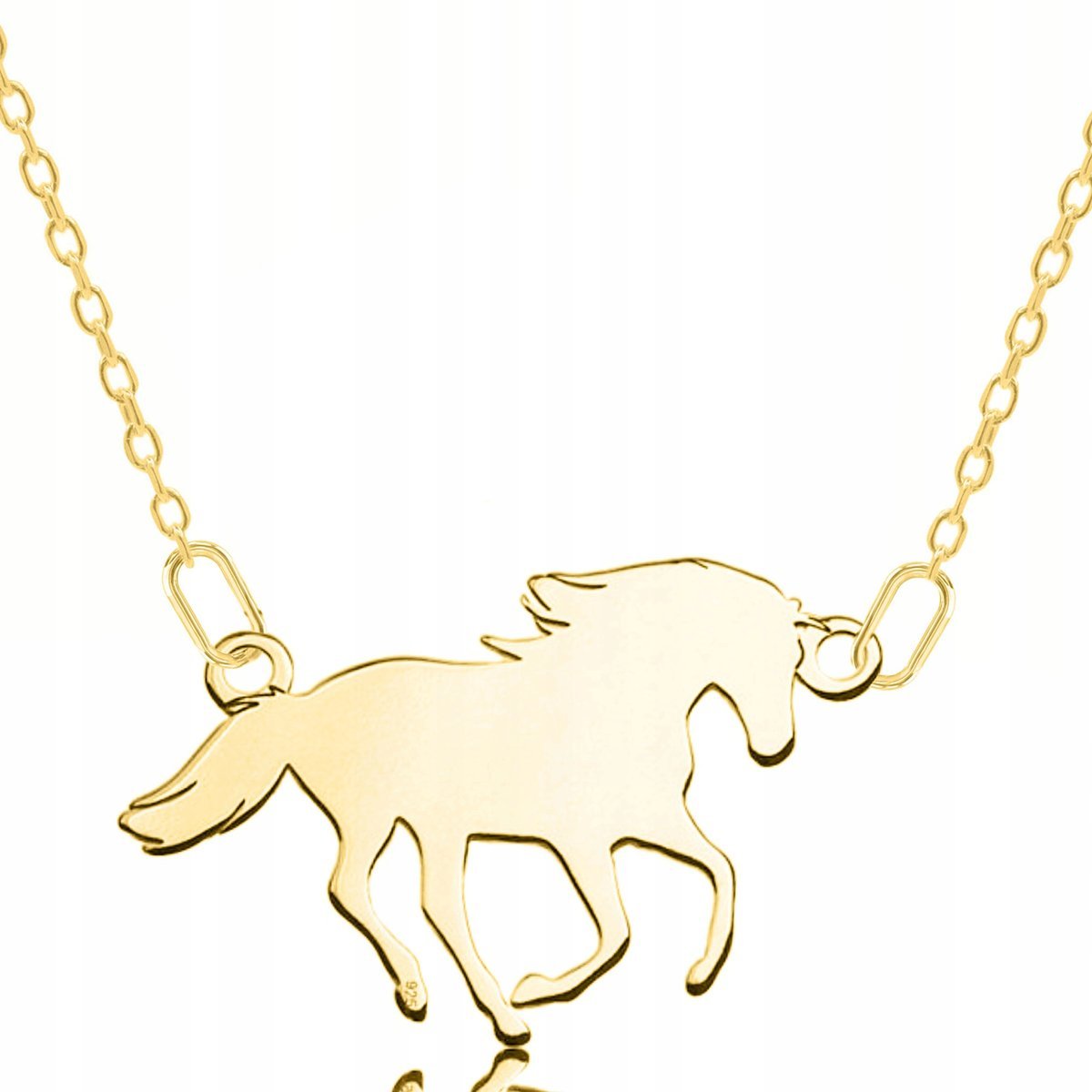 Złoty Naszyjnik Konik Koń Zwierzę Wisiorek z Koniem Horse SREBRO 925