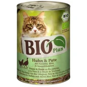 Mokra karma dla kotów - BIOPlan Adult Kurczak i indyk z ryżem naturalnym, gruszką i olejem słonecznikowym 6x400 g - miniaturka - grafika 1