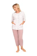 Piżamy damskie - PIŻAMA DAMSKA M CAPPUCCINO W KWIATY ROZPINANA KRÓTKI RĘKAW 3/4 BAWEŁNIANA - miniaturka - grafika 1