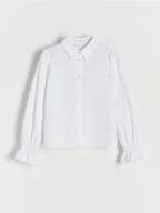 Bluzki dla dziewczynek - Reserved - Bawełniana koszula - złamana biel - miniaturka - grafika 1