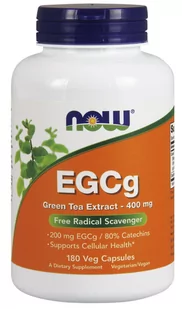 NOW Foods - EGCg, Wyciąg z Zielonej Herbaty, 400mg, 180 vkaps - Suplementy naturalne - miniaturka - grafika 1