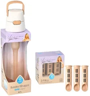 Butelki filtrujące - Butelka filtrująca Solid Cappuccino 0,7L + 4x filtr wkład węglowy do butelki - miniaturka - grafika 1