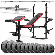 Ławki treningowe - Zestaw do ćwiczeń 75kg z ławką treningową PH 2132 sztangą prostą 180 cm i obciążeniem 45 kg - miniaturka - grafika 1