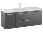 Szafki łazienkowe - Szafka Wisząca Z Umywalką RON 120 cm D - Titan Mat - Uchwyty Białe Matowe - miniaturka - grafika 1