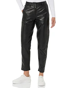 SELECTED FEMME Damskie spodnie skórzane Tapered, czarny, 38 - Spodnie damskie - miniaturka - grafika 1