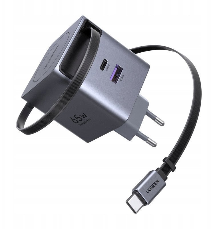 UGREEN 65W GaN Fast Charger with Retractable Cable