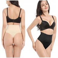 Majtki damskie - 2x MAJTKI WYSZCZUPLAJĄCE BRZUCH Bezszwowe Poporodowe Body Stringi Kobiet XL - miniaturka - grafika 1