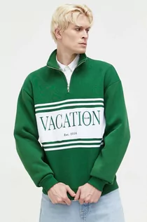 Bluzy męskie - On Vacation bluza męska kolor zielony wzorzysta - grafika 1