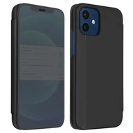 Etui i futerały do telefonów - Etui do iPhone 12 Mini Przezroczysta klapka Design Mirror Podstawka wideo czarna - miniaturka - grafika 1