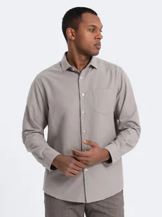 Koszula męska z kieszenią REGULAR FIT - szara V1 OM-SHCS-0148 - Ombre Clothing - Koszule męskie - miniaturka - grafika 1