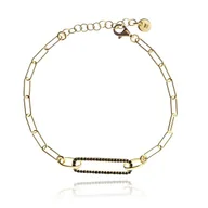 Bransoletki - ankabizuteria.pl Bransoletka srebrna pozłacana z czarnymi cyrkoniami - miniaturka - grafika 1
