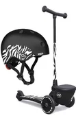 Hulajnogi - Zestaw Hulajnoga trójkołowa balansowa z zamykanym schowkiem 2+ + Kask XXS-S dla dzieci 1-5 lat Zebra Scootandride - miniaturka - grafika 1