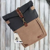 Plecaki - Plecak męski ze skóry wegańskiej PAOLO PERUZZI E-06-MC beżowy - miniaturka - grafika 1