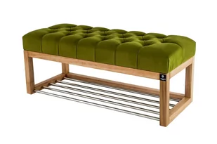 Ławka na buty 80cm EMRAWOOD drewno lite kolor naturalny siedzisko pikowane kolor pistacja - Ławki do przedpokoju Ławka na buty 80cm EMRAWOOD drewno lite kolor naturalny siedzisko pikowane kolor pistacja - Ławki do przedpokoju - miniaturka - grafika 1
