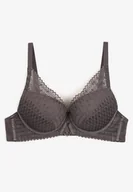 Biustonosze - Ciemnofioletowy Biustonosz Typu Push-Up o Gładkim Wykończeniu Nansiala - miniaturka - grafika 1