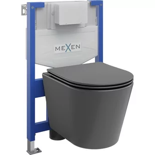 Mexen zestaw podtynkowy WC stelaż Fenix XS-F z miską WC Rico i deską wolnoopadającą, szary ciemny mat - Stelaże i zestawy podtynkowe do WC - miniaturka - grafika 1
