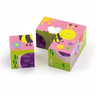 Viga Toys Układanka Drewniana Puzzle Owady 4 Klocki 6 Obrazków Viga Toys 50160 - Układanki dla dzieci - miniaturka - grafika 1