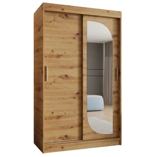 Szafa przesuwna garderoba z lustrem do salonu LUCY 120 artisan, biały, czarny, kaszmir, sonoma - Szafy - miniaturka - grafika 1