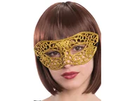 Dodatki do strojów karnawałowych - Maska karnawałowa złota brokatowa - miniaturka - grafika 1