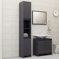 Meble łazienkowe - vidaXL vidaXL 3-cz. zestaw mebli łazienkowych, wysoki połysk, szary, płyta 8720286166437 - miniaturka - grafika 1
