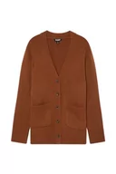 Kurtki damskie - ECOALF Sweter damski Cardaalf, z długim rękawem, wełniany z recyklingu sweter z dzianiny, kurtka damska wełniana kurtka z dzianiny, wygodna i wszechstronna, rozmiar XS, kolor orzecha włoskiego, - miniaturka - grafika 1