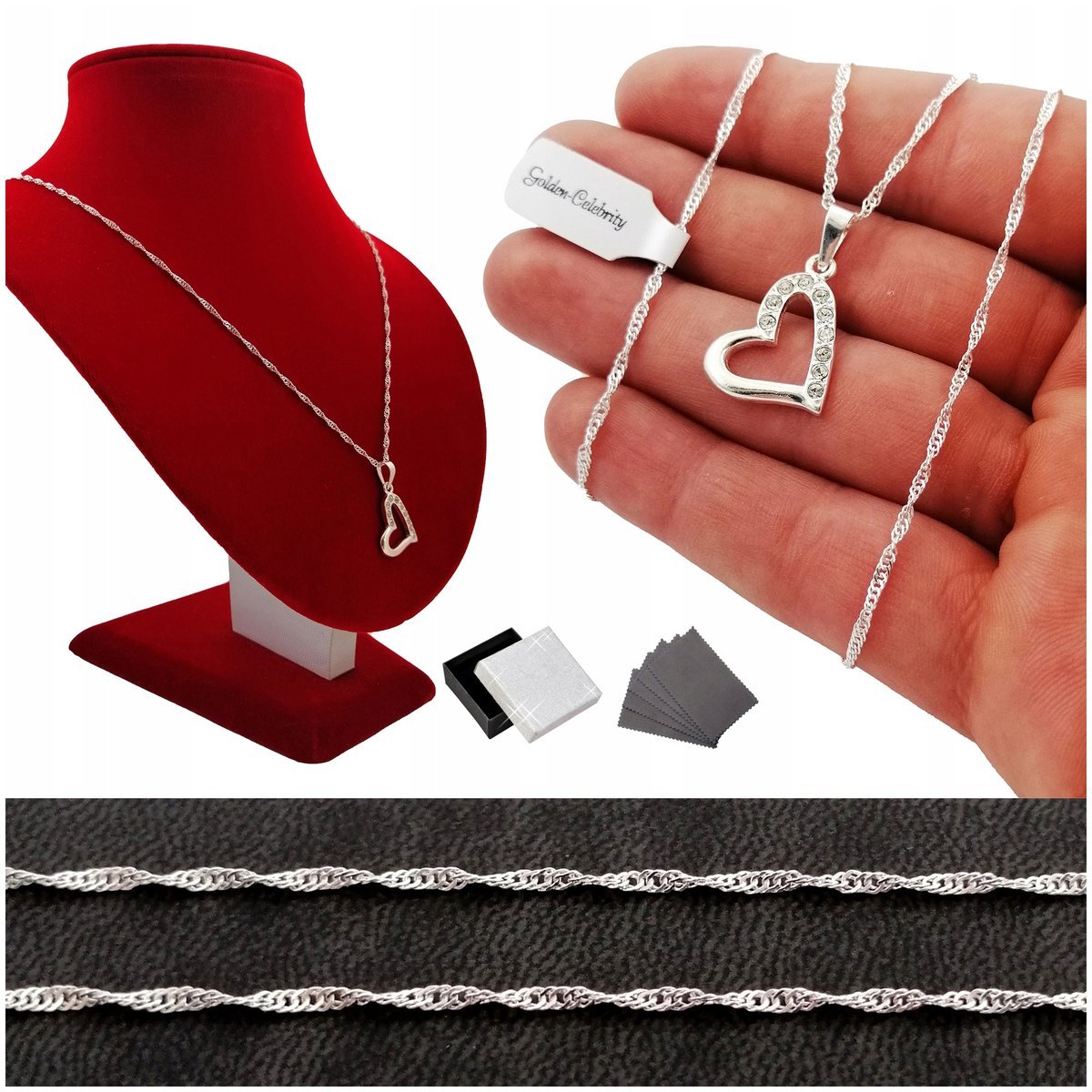 Zjawiskowy Damski Naszyjnik Serce Srebro Pr. 925