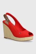 Espadryle damskie - Tommy Hilfiger sandały damskie kolor czerwony na koturnie - miniaturka - grafika 1