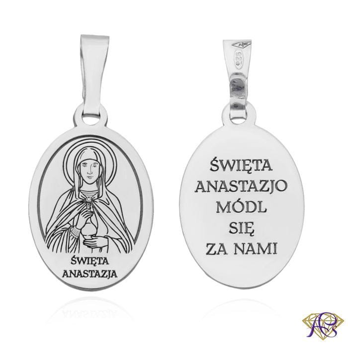 Srebrny medalik Ag 925 rodowany Św. Anastazja MDC092R