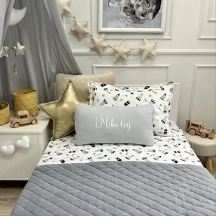 AKSAMITNA PIKOWANA NARZUTA 90x160cm VELVET STALOWY SZARY - Koce i narzuty dla dzieci - miniaturka - grafika 1