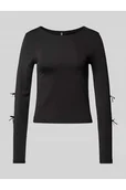 Bluzki damskie - Bluzka o kroju regular fit z długim rękawem i kokardkami model SELINA - Pieces - miniaturka - grafika 1