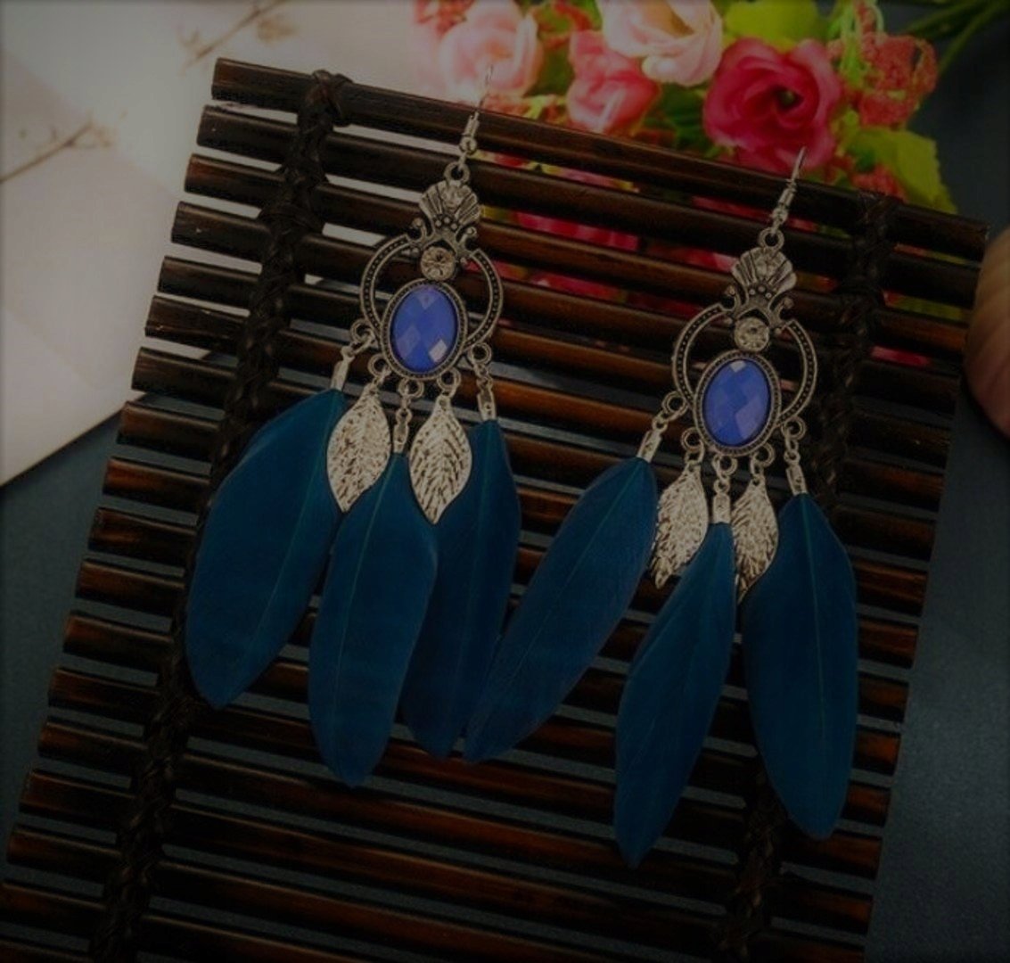 KOLCZYKI ZWISAJĄCE BOHO DŁUGIE PIÓRA! POLECAM!