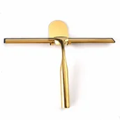 Myjki do okien - Ściągaczka prysznicowa ze stali nierdzewnej z piórem o długości ok. 25 cm i haczykiem samoprzylepnym do montażu na ścianie, do drzwi prysznicowych, ła - miniaturka - grafika 1