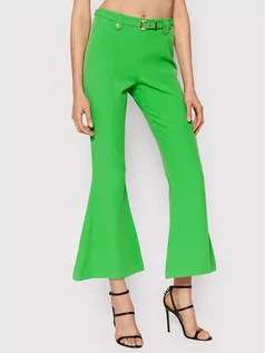 Spodnie damskie - Pinko Spodnie materiałowe Flared 71HAA111 Zielony Regular Fit - grafika 1