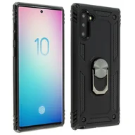 Etui i futerały do telefonów - Samsung Galaxy Note 10 Etui Bi Material Sztywne Miękkie Magnetyczne Podstawka z Pierścieniem Czarne - miniaturka - grafika 1