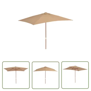 The Living Store Parasol ogrodowy na drewnianym słupku - 200x300 cm - taupe - Parasol - Parasole ogrodowe - miniaturka - grafika 1