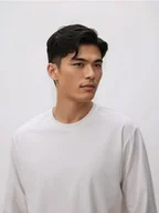 Koszulki męskie - Reserved - Longsleeve z bawełną - biały - miniaturka - grafika 1