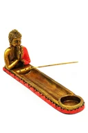 Świeczniki - PODSTAWKA NA KADZIDŁA FIGURKA BUDDY ŻYWICA PREZENT - miniaturka - grafika 1