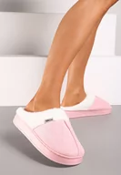 Kapcie damskie - Różowe Płaskie Kapcie z Futerkiem Leretha - miniaturka - grafika 1