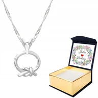 Naszyjniki - Naszyjnik srebrny Pętelka kółko + WŁASNY NADRUK - miniaturka - grafika 1