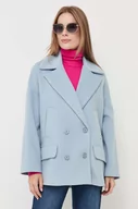 Płaszcze damskie - Silvian Heach płaszcz damski kolor niebieski przejściowy oversize - miniaturka - grafika 1