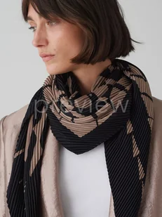 OPUS Chusta w kolorze czarno-brązowym - Apaszki i szaliki damskie - miniaturka - grafika 1