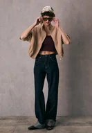 Kurtki damskie - Stradivarius Sztruksowa kurtka bomber Kamień XL - miniaturka - grafika 1