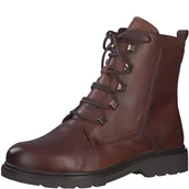 Botki damskie - MARCO TOZZI Damskie botki sznurowane ze skóry z zamkiem błyskawicznym, koniak, 37 EU - miniaturka - grafika 1