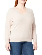 Swetry damskie - Tommy Hilfiger Damski sweter z wełny CRV kaszmiru V-Nk, biały gołąb wrzosowy, 54, Biały gołębia wrzos - miniaturka - grafika 1