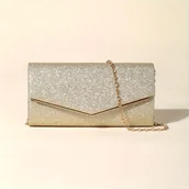 Inne - TEMU Elegancka Wieczorowa Kopertówka Damska - Błyszczący Poliester, Magnetyczne Zamknięcie, Modna Torba na Ramię na Przyjęcia i Wesela - Dostępna w - miniaturka - grafika 1