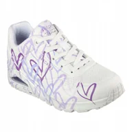 Buty sportowe damskie - Buty damskie Skechers JGoldcrown Uno Spread The Love white/purple 38 Eu - miniaturka - grafika 1