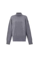 Swetry damskie - Aleva Damski sweter Slouchy z golfem, akryl, jasnoszary, melanż, rozmiar XL/XXL, jasnoszary melanż, XL - miniaturka - grafika 1