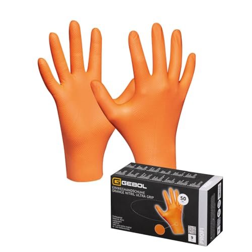 Jednorazowe rękawiczki pomarańczowe nitril Ultra Grip rozmiar M zawartość 50 sztuk
